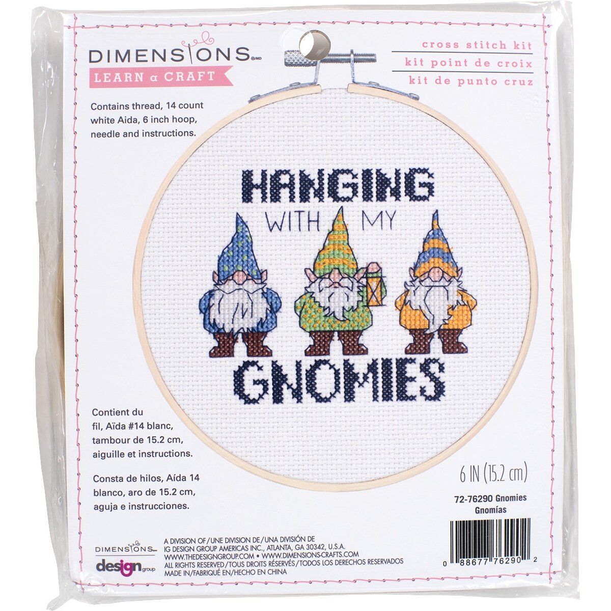 Dimensions Counted Cross Stitch Kit 6" Round-Gnomies (14 Count) -72-76290